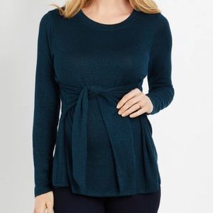 NWT Motherhood maternity tie front long sleeve top